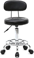 Salon Stool, Medical Spa Stool with Back, Round Chair with Swivel Backrest, Adjustable Chair with Wheels for Beauty Salon Spa Tattoo Massage,Dental Clinic,Office Art Studio (Black 1)