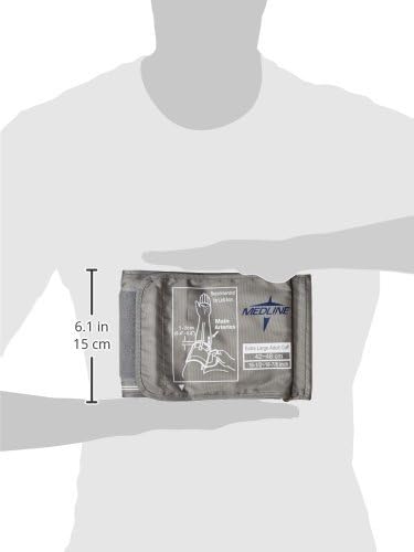 Medline Blood Pressure Cuff, XL Adult, Fits Arms 42 to 48 cm, Grey
