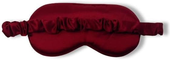 Funky Junque Adjustable Satin Maroon Sleep Mask for Women, Ultra Lightweight Eye Mask for Sleeping, Travel, Meditation - Burgundy