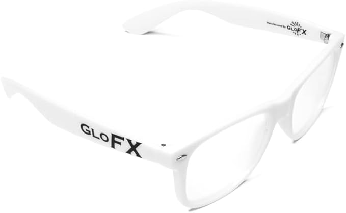 GloFX Ultimate Diffraction Glasses - White - 3D Prism Rainbow Effect - Great Edm, Festival, Concert, Fireworks, Christmas Lights, and Rave Accessory - White Frames