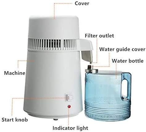 4L Home Countertop Pure Water Distiller Water Filter Distiller Electric Distilling 750W