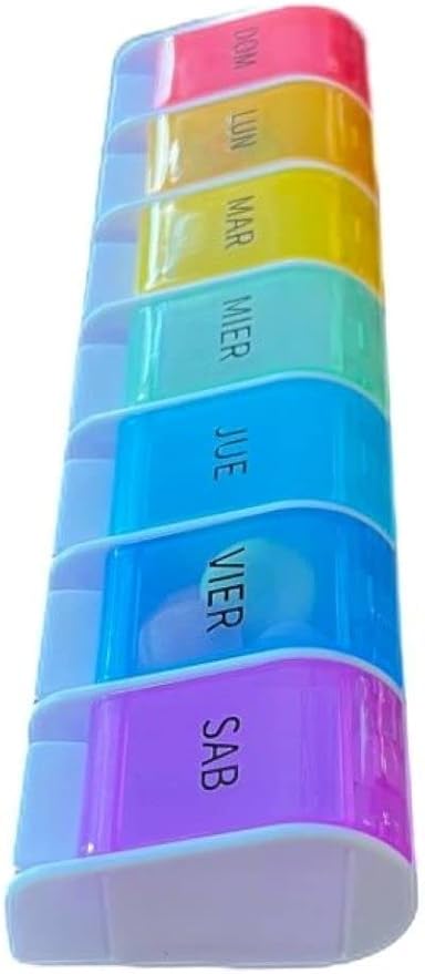 Healthaccessories Spanish 7 Day Once-a Day Weekly Pill Planner Organizer - Large Compartment Pill Boxes Store Medications for Entire Week. Easy See Through. para un semana