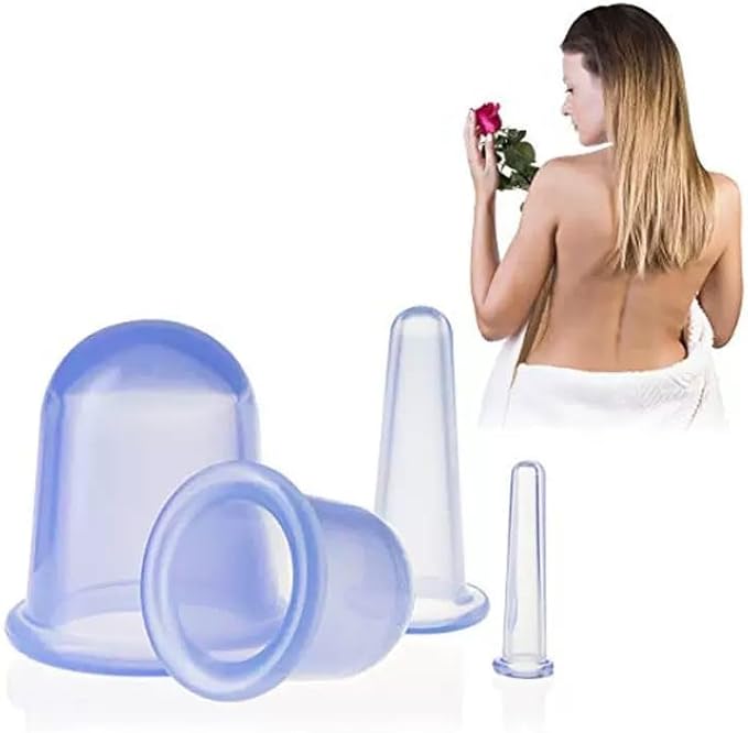 4 Pcs Face Cupping Set, Facial Cupping Set for Face and Eye Massage, Silicone Massage Vacuum Anti Aging Beauty Tool Facial Eye Care (2 Small + 2 Large) (Purple)