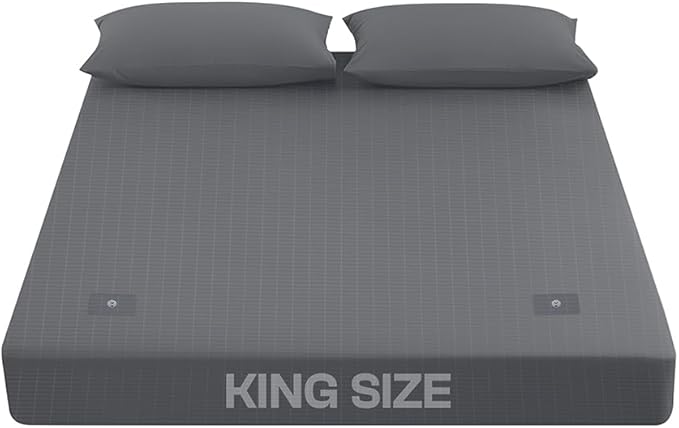 LuxeCraft Grounding Fitted Sheet – Organic Cotton & Silver Fiber | Breathable, Skin-Friendly | 15" Deep | Includes Tester Pen, Wristband, Eye Mask & Cord, King Size (Grey)