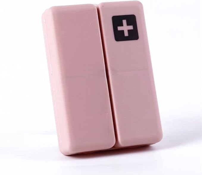 2PCS Travel Pill Box, 7 Compartments Portable Pill case Travel Pill Box,Cute Pill Organizer, Magnetic Folding Small Pill Case, Portable Medicine Organizer for Purse,