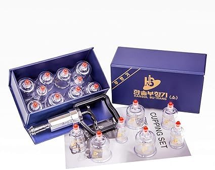 LENITH Professional Cupping Set Cupping Kit Equipment Set with Pumping Handle 10 Cups & English Manual (Made in Korea) Small