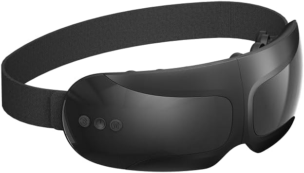 Eye Massager with Heat and Vibration for Migraines - Heated Mask for Sinus Relief and Eye Strain Reduction - Black