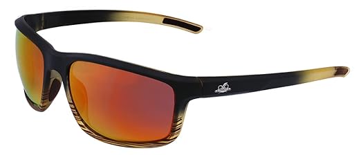 Bullhead Safety Pompano Polarized Safety Glasses with Performance Fog Technology, ANSI Z87+, Blue Light with UV Light and Anti-Scratch Protection, Red Mirror Lenses with Tortoise/Black Frame