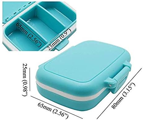 Small Pill Box Supplement Case for Pocket or Purse - 3 Removable Compartments Travel Medication Carry Case - Daily Vitamin Organizer Box (Pink+White+Blue+Green)