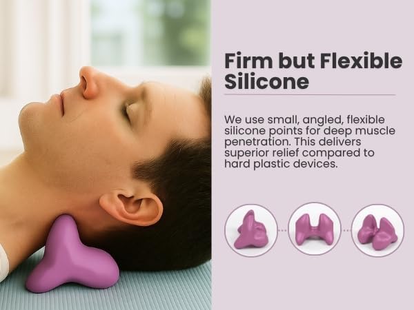 100% Silicone – Occipital Release Tool – Trigger Point Neck Massager for Neck Pain Relief – Flexible Silicone Bends to Relieve Deep Muscle Tension Without The Discomfort of Hard Plastic