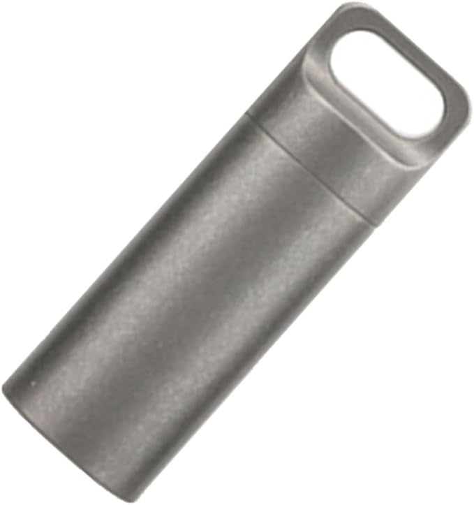 Portable Waterproof Pill Case Keychain, Titanium Alloy Seals Bottles, Mini Canister Medicine Capsule Bottle Pill Container for Outdoor Camping/Travelling EDC Tool Kit (Frosted, M)