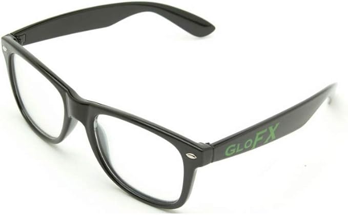 GloFX Ultimate Diffraction Glasses - Black - 3D Prism Effect EDM Rainbow,Black,