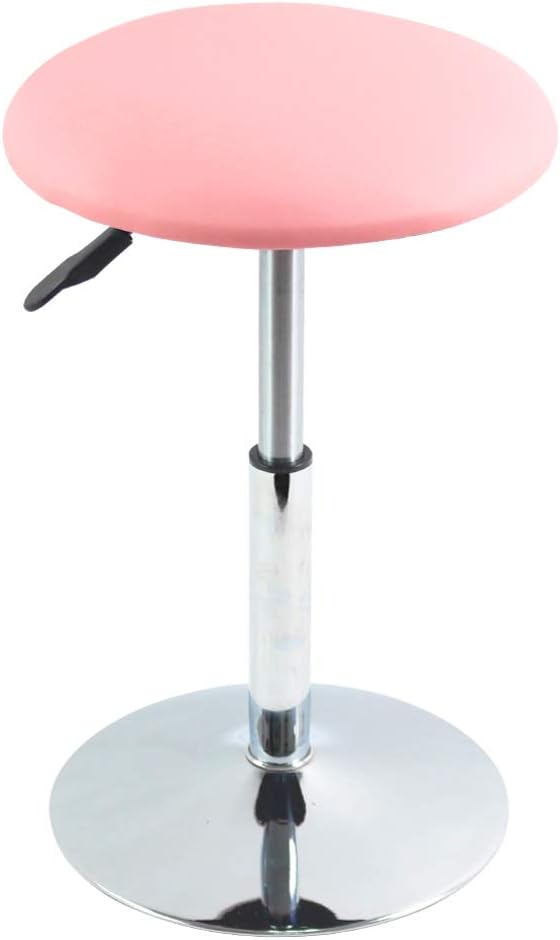 FURWOO Short Round Spa Stool Height Adjustable Vanity Chair Swivel Bench for Bedroom Living Room Pink