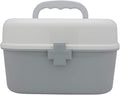 BangQiao Plastic First Aid Storage Box Container Bin with Removable Tray and Portable Handle, Family Emergency Medicine Kit Case Organizer, White&Gray