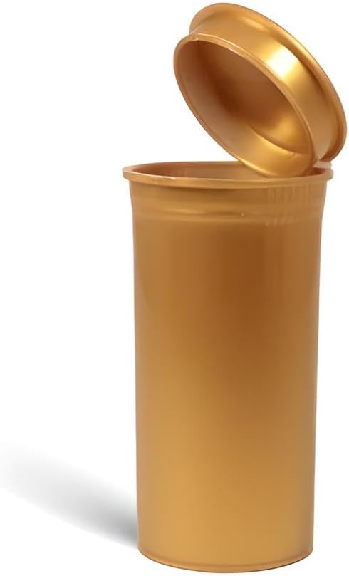 Sandhill Tools Multi-Use Airtight Empty Pill Bottles, 13 Dram Child Resistant Plastic Pop Top Bottle Organizer for Supplements, Vitamins & Medicines, 12 Pack (Gold Opaque)