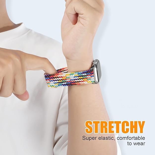 2-Pack Compatible for Cosmo JrTrack 5, for Bark, for Fitpolo AR-01 Nylon Stretch Watch Bands Breathable Elastic Replacement Wristband Adjustable Straps