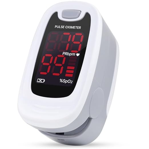 CONTEC CMS50M Fingertip Pulse Oximeter SpO2 and PR Value Blood Oxygen Monitor Neck/Wrist Cord LED Display Gray White color (Gray)