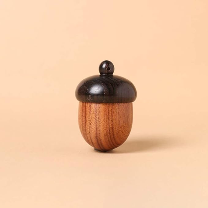 10Pcs Mini Acorns Solid Wood Medicine Pill Box Portable Sandalwood Acorn Pill Case Tablets Storage Sealed Can for Outdoor