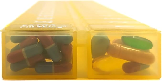 AM PM 31 Day Once-a Day Monthly Pill Planner Organizers - Large Compartment Pill Boxes Store Medications for Entire Month Plus Compartment for Extra Pills (AM/PM) (Am/Pm Black & Yellow)