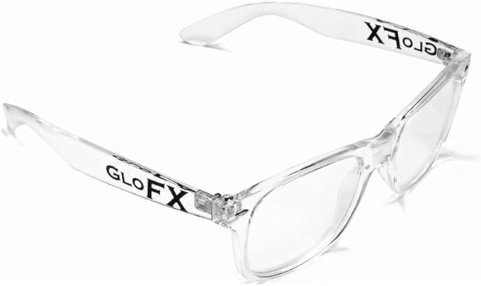 GloFX Ultimate Diffraction Glasses - Clear - 3D Prism Rainbow Effect - Great Edm, Festival, Concert, Fireworks, Christmas Lights, and Rave Accessory - Clear Frames