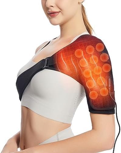 Shoulder Heating Pads for Pain Relief - Jade Stone Heated Shoulder Wrap with 3 Temperature Settings, Ideal for Rotator Cuff, Shoulder Soreness Relief at Home,Office-Jet Black