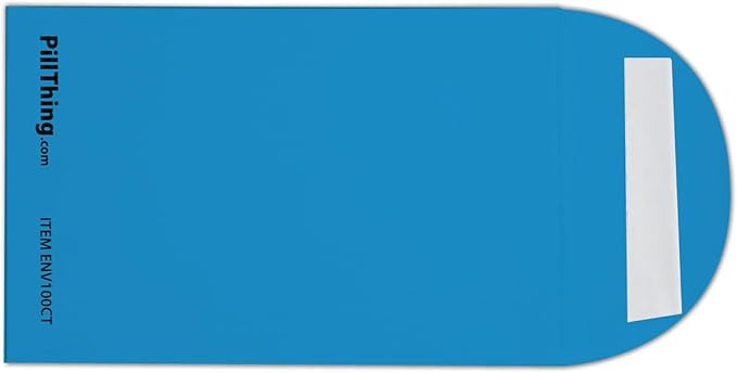 Peel and Seal Printed Pill Envelopes, 3.5" x 2.5", Easy-to-Fill Design, Secure Resealable Closure, Fits Various Medication Sizes (White/Blue, 200 Pack)