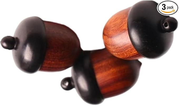 Wooden Travel Pill Case, Solid Wood Medicine Pill Box, Mini Granule Storage Box for Outdoor Acorn Shape Sandalwood Capsules Organizer Pill Organizers Over-The-Counter Medication, Brown