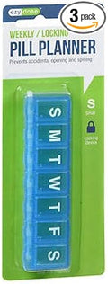 Ezy-Dose 7-Day Locking Pill Reminder, Small 1 each by Ezy-Dose (Pack of 3) - Colors May Vary