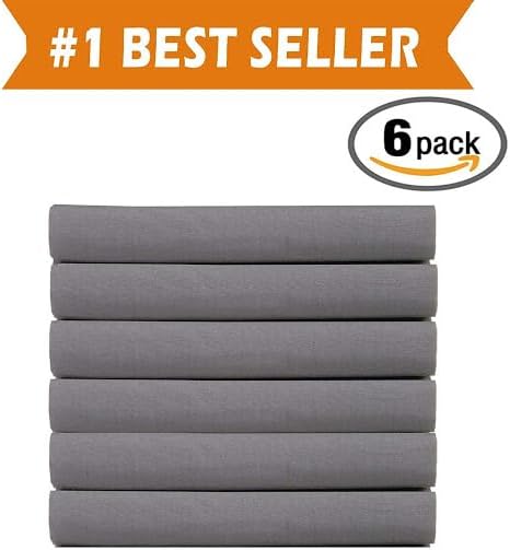 6 Pack Fitted Hospital Bed Sheets with Elastic All Around for a Double Brushed Ultra Soft Breathable 100% Microfiber Sheets, 36” x 84” x 12”
