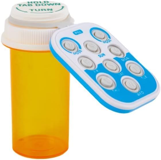 Blue Pill Popper Medication Tracker Organic Silicon Pill Popper Medication Tracker Reminder Adult/The Child Daily Pill Reminder Small and Portable Memory Aid with Buttons with Bottle, Medication Aids