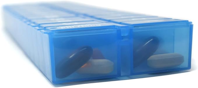 AM PM 31 Day Once-a Day Monthly Pill Planner Organizers - Large Compartment Pill Boxes Store Medications for Entire Month Plus Compartment for Extra Pills (AM/PM Clear & Blue) BPA Free