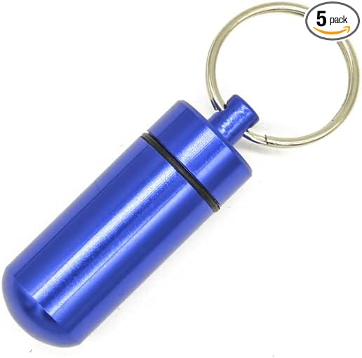 Portable Pill Box Keychain Aluminium Alloy Mini Pill Organizer Case Container for Purse,Waterproof Metal Pill Holder Medicine Bottle for Outdoor Camping Travel