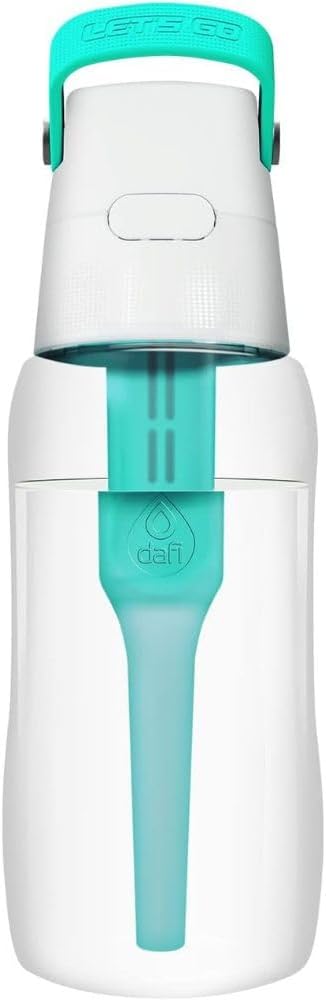 Dafi Filtered Water Bottle with Straw 17 oz - Sports Water Bottle Reusable with Carbon Filter for Gym, Travel, Daily Use - Leakproof, BPA-Free with Hypoallergenic Mouthpiece & Carrying Handle - Blue