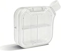 Small Stylish Pill Case, Compact Vitamin Box, Portable Travel Pill Dispenser, 4 Compartments Medications & Supplements Organizer (White)