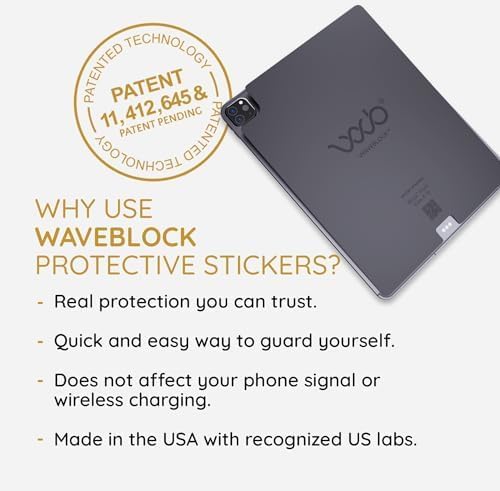 EMF Protection Sticker for iPad, The Only Patented, Scientifically Backed, Lab-Tested 5G EMF Shield Sticker to Protect You & Your Loved Ones - USA Made - WaveBlock iBlock- iPad Pro 10.5"