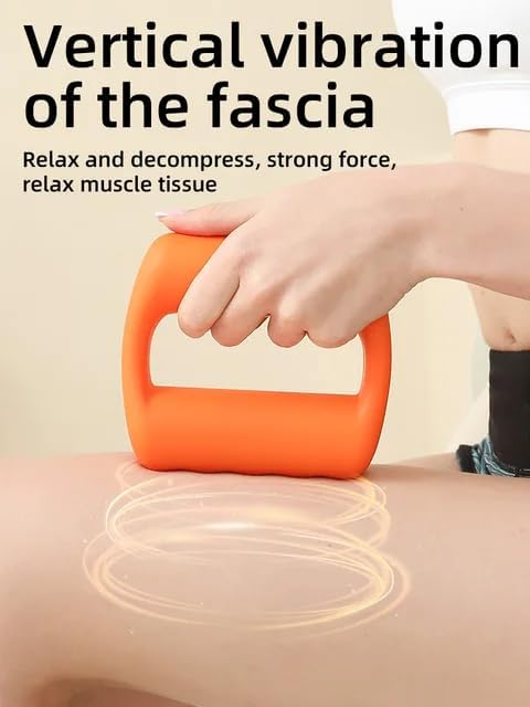 Handheld Body Massager for Pain Relief – Deep Tissue Massage Gun with Auto Shut-Off, 5 Intensity Levels – Muscle Recovery Tool for Workout, Sports & Travel – Small Portable Massager (Orange)
