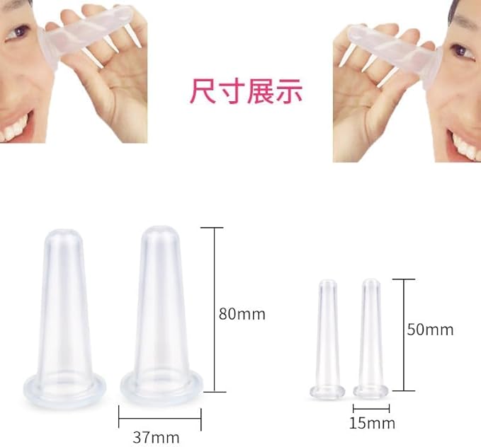 4Pcs Massage Cupping Set Silicone Mini Facial Cups Face Massager Helper Skin Care Neck Back Eyes Massaging Cup Safe to Use, Don't Worry About Burns Health Care Products (Green)