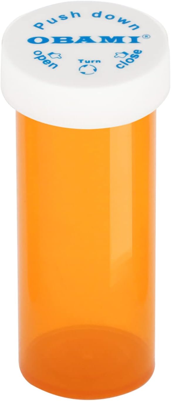 Plastic Medicine Pill Bottles with Child Resistant Caps - Push Down and Turn - Prescription Vial, Medicine Container, Pill Cases Dispenser Organizers (12pcs, 16 Dram)