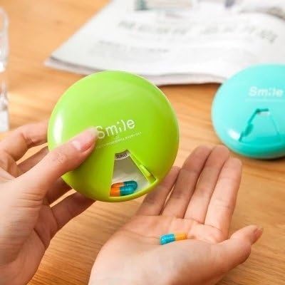 CASSARINA™ Medicine Box Round Smile 7 Slots 360 Rotating Disk Weekly Pill Box Tablet Holder Medicine Case - Multi Color (1)