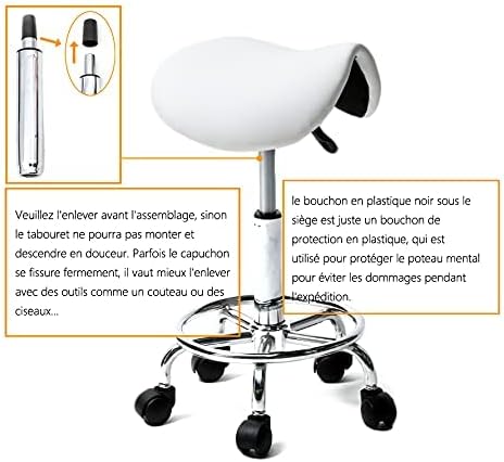 Office Stool, Professional 360° Rotation, Adjustable Height Saddle Stool for Massage Salon Kitchen Office Clinique Pub Sewing Painter Piano/White