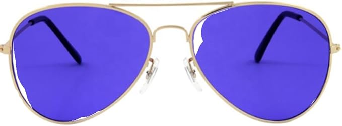 Aviator Style Color Therapy Glasses – Gold Metal Frame, UV400 Protection, Metal Hinges, Silicone Nose Pads – 10 Colors