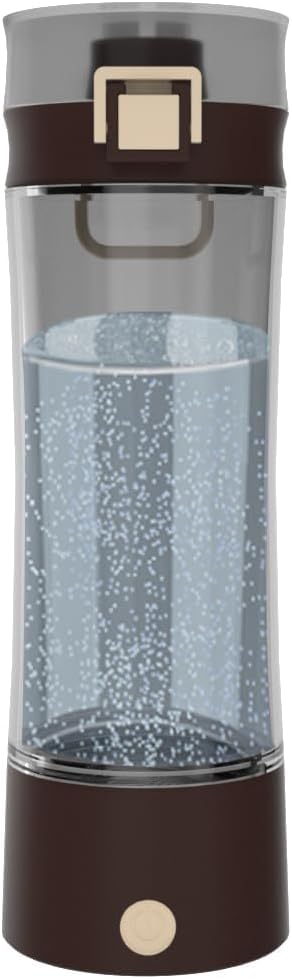 Hydrogen Water Bottle Pitcher Hydrogen Alkaline Water Generator Ionizer Hydrogen Rich Water Maker Machine Rechargeable and Portable with SPE and PEM Technology(Black Brown)