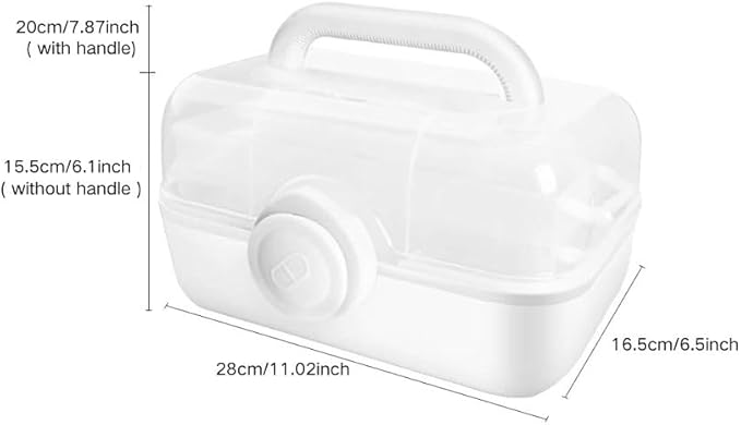 3-Tier Medicine Storage Box with Removable Pill Case & Handle, Portable Medical Containers Chest, Empty First Aid Box for Medicine, Family Emergency Kit, Small Staff- Home Office Travel use ( White )