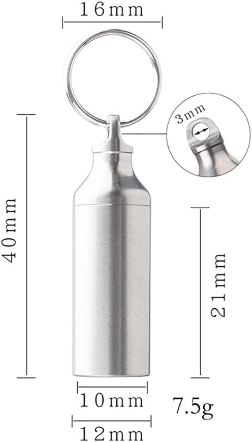 Titanium Keychain Pill Holder Mini Waterproof Pill Container Portable Pocket Pill Case Small Pill Storage Box Organizer for Men Daily Outdoor Camping Travel (A)