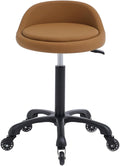 Rolling Salon Stool Chair with Back Support Hydaulic Height Adjustable on Swivel Wheels Heavy Duty for Hair Cutting Esthetician Tatto Beauty Spa Bar Lab Clinic Kitchen Office Home (Camel)