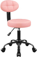 Round Stool with Back for Work SPA Shop Home Massage Height Adjustable Swivel Stool Chair with Wheels (Pink)