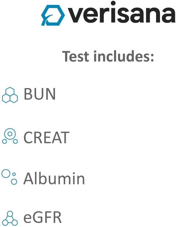 Comprehensive Kidney Test – Comprehensive Home Test for 4 Important Health Markers: BUN, CREAT, Albumin and eGFR – Easy & Convenient from Home by CLIA-Certified Lab – Verisana