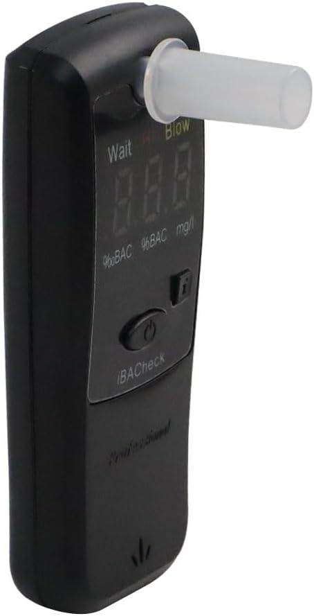 Breathalyzer with 10 Memories and LED Display, Visible at Night. Long Battery Life and Last 350 Test with Alkaline Batteries (Black 1)