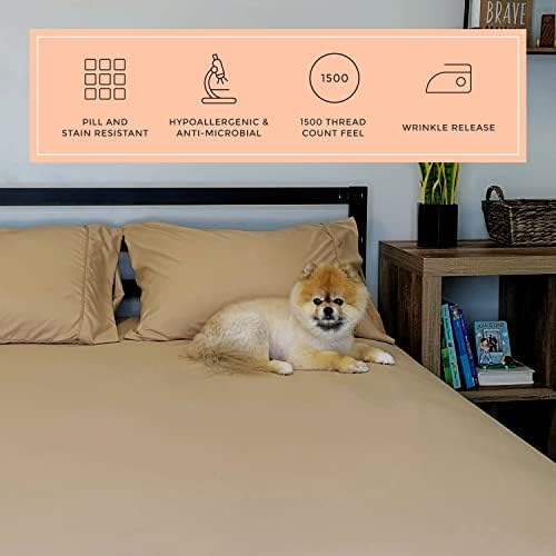 PeachSkinSheets Cooling Bed Sheets for Hot Sleepers - Ultra-Soft Breathable Luxury Microfiber Sheet Set, Moisture-Wicking, Deep Pocket, Oeko-TEX® (King Size, Light Mocha)