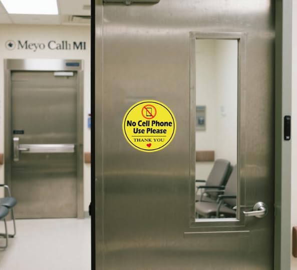 Please No Cell Phone Use Sticker Signs, 4 inches Self Adhesive No Cell Phone Use Warning Labels (15 Pack）
